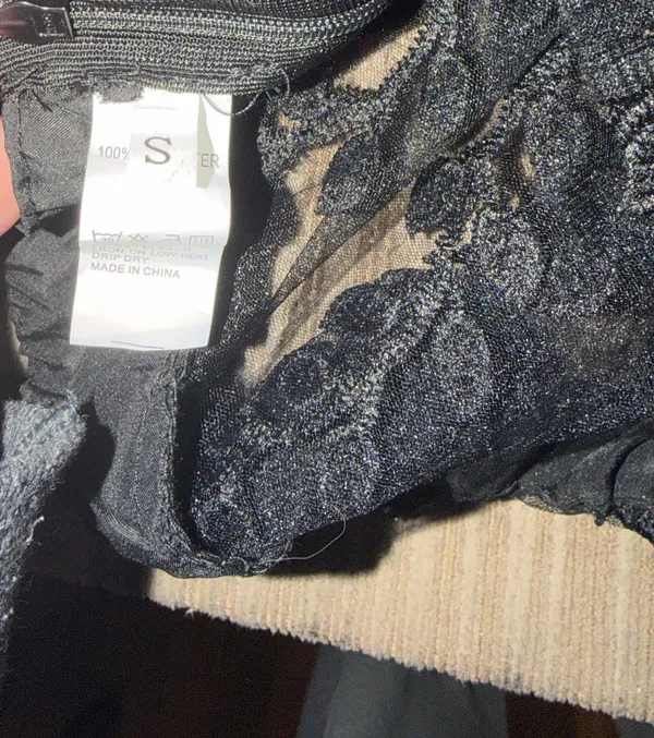 Black Woven Sheer Lace Pants Pretty Little Thing Flared - Image 4