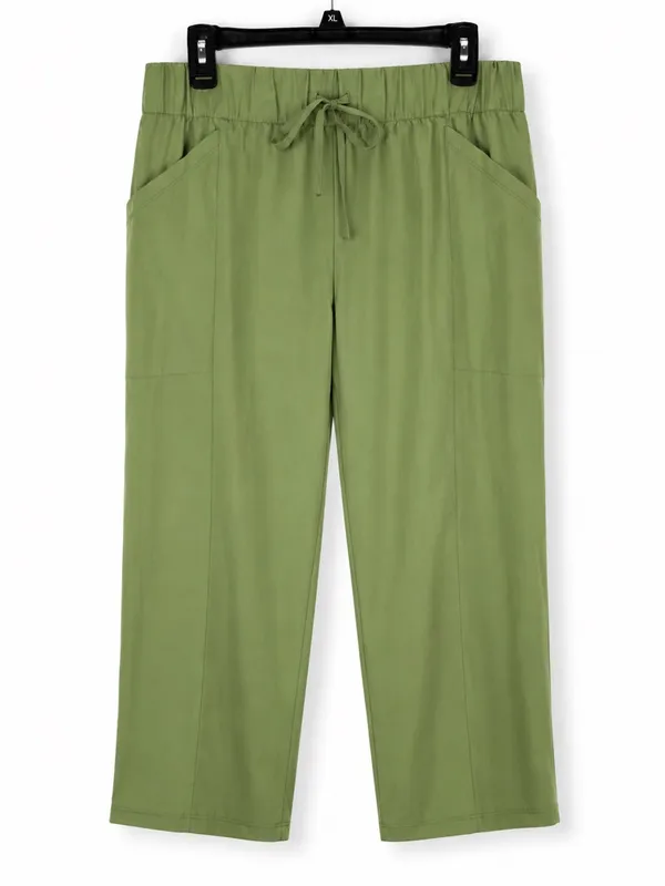Reel Legends Olive Green Wide-Leg Crop Pants - Image 2