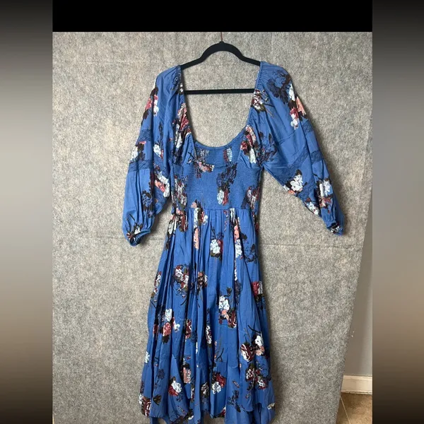 Free People S Morning Glory Floral Print Scoop Neck‎ Long Sleeve Boho Maxi Dress - Image 11