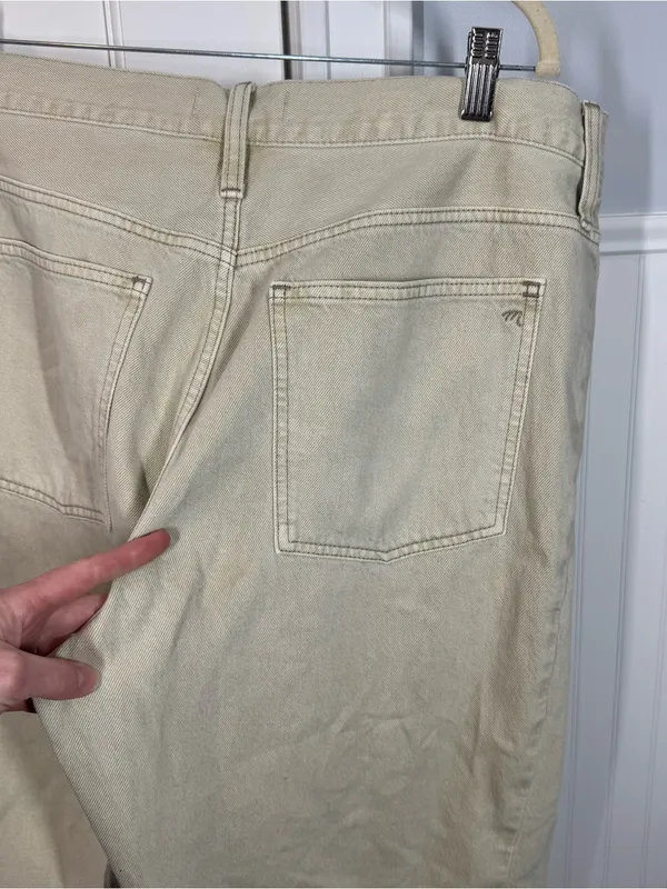 Madewell Short Pieced Barrel-Leg Jeans Faded Khaki‎ Rigid size 33 Short NWT READ - Image 4
