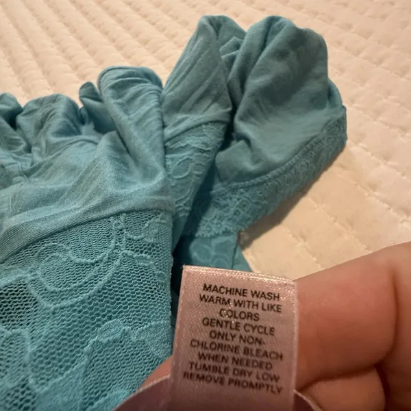 Victoria’s Secret Blue Slip Nightie M Medium See Through Lace Center Strips - Image 8