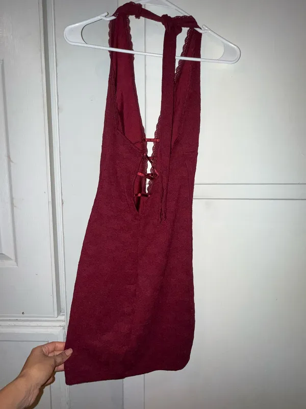 Lace burgandy dress Red Size M - Image 2