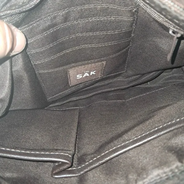 The Sak Brown Woven Tote Shoulder Bag with Leather Trim - Image 3