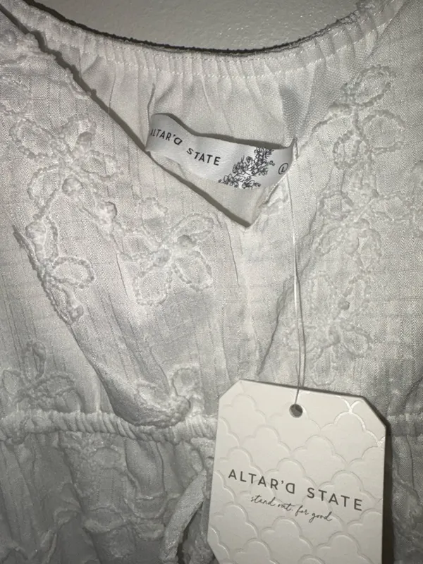 Altar'd State White Flutter-Sleeve Mini Dress - Image 4