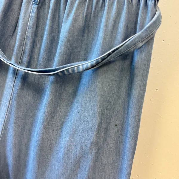 Forever 21 Strapless Lyocell Wide Leg Jumpsuit Medium Chambray‎ Belted Tube Blue - Image 8