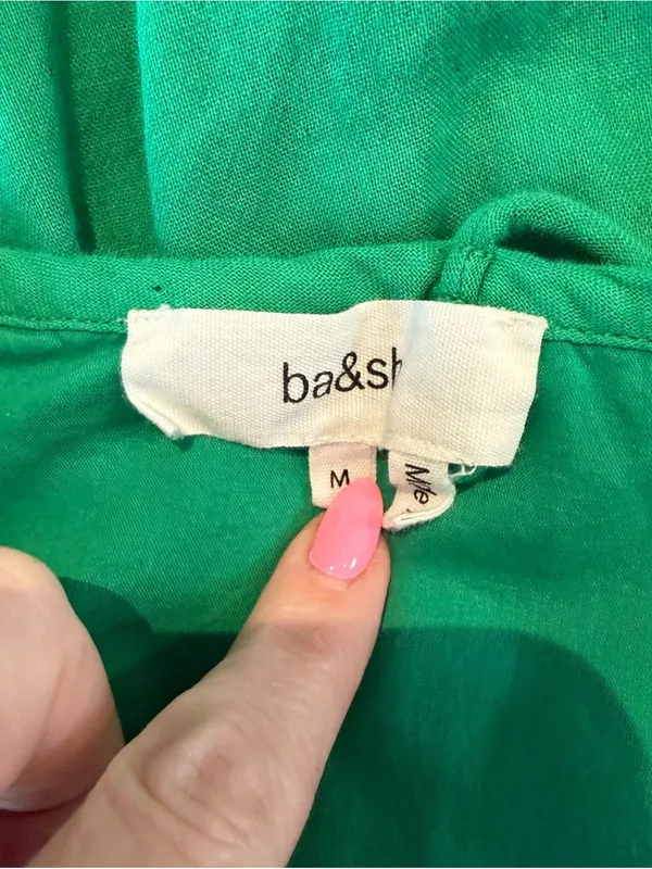 ba&sh - Kika Green Embroidered Strappy Mini Dress Boho Sz M - Image 8