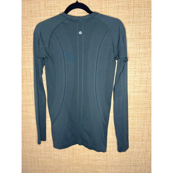Lululemon Swiftly Tech Long Sleeve 2.0 Dark Green Shirt Size 6 Thumbholes - Image 3