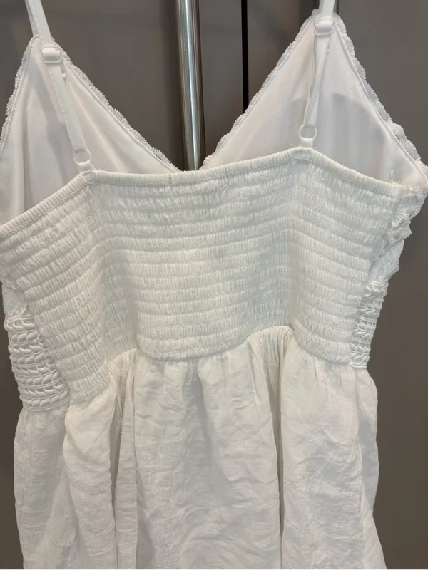 Derek Heart White Crochet Lace Tiered Maxi Dress Boho Beach Sundress - size M - Image 5