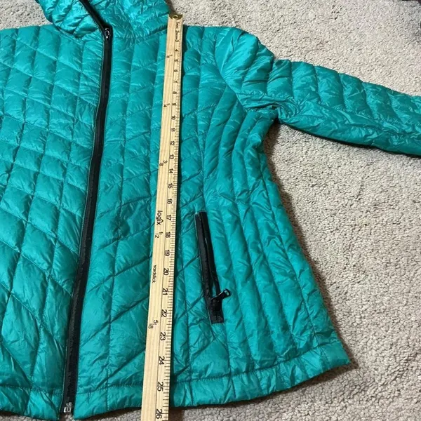 Turquoise Quilted Hooded Puffer Jacket Zip Front Lightweight Casual Outerwear‎ - Image 6