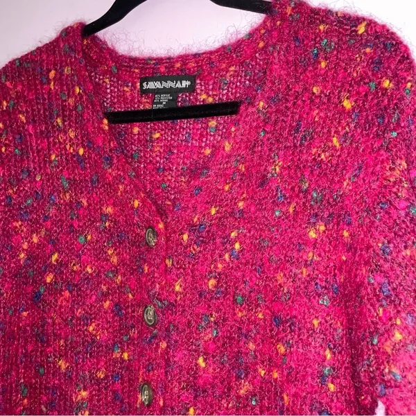 Savannah Size M Pink Mohair Cardigan Button Up Sweater Coastal Grandma - Image 2