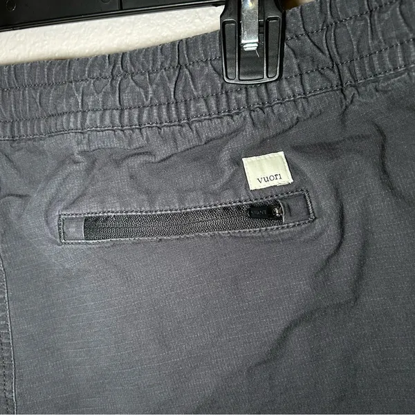 Vuori Vintage Ripstop Gray Raw Hem Elastic Waist Pull On Shorts Women’s Size XL - Image 5