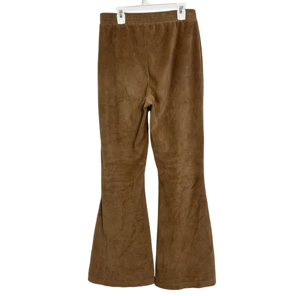 Aerie Tan Groove On Velvet Ribbed Flare Pants Small Pull On Comfy Neutral - Image 2