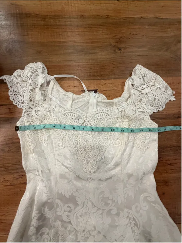 Vintage Scott McClintock Millennium 2000 Lace Maxi Dress 4 White Bridal Prom Y2K - Image 8
