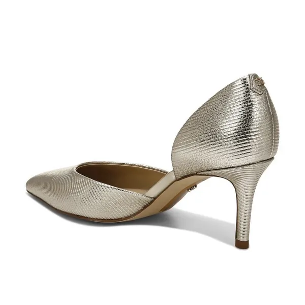 Sam Edelman Z56103 Viv Platinum Metal Leather d'Orsay Pointed Toe Pump Size 7 - Image 2