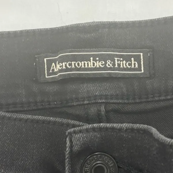 Abercrombie & Fitch Womens Black Denim Shorts Raw Hem Cut Off Size 26 2 Low Rise - Image 4