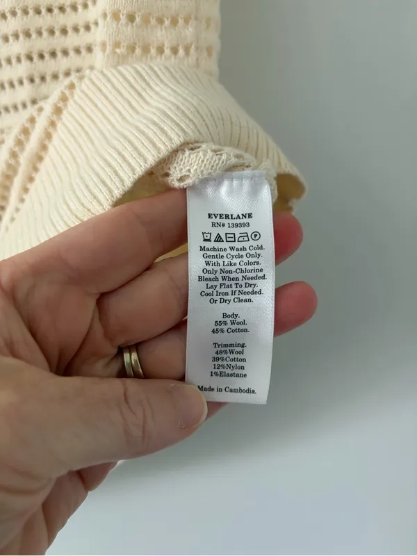 Everlane Cotton Merino Short Sleeve Knit Polo Cream XS - Image 5