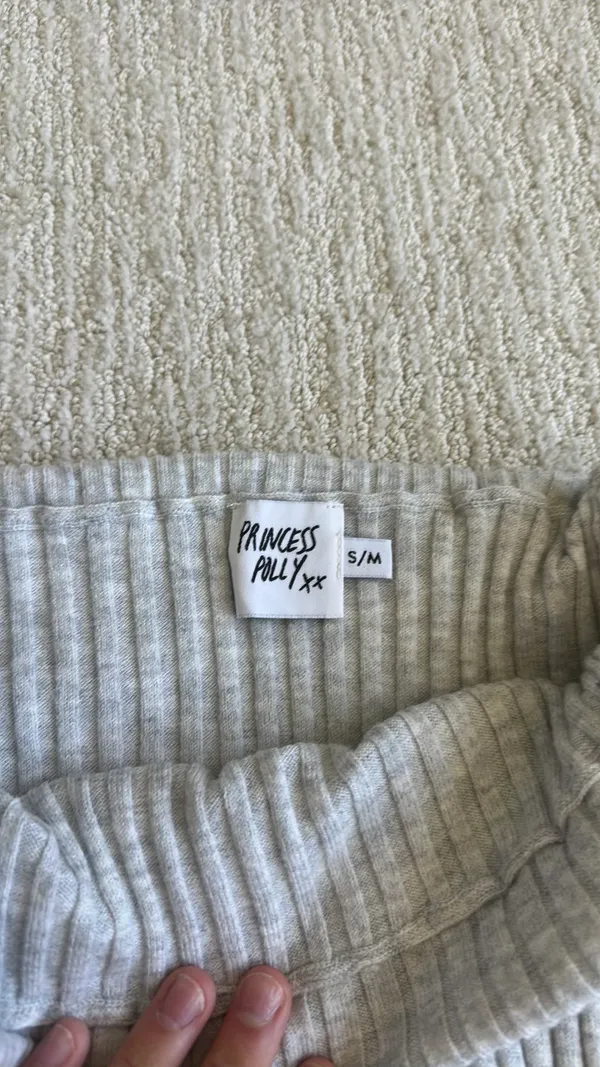 Princess Polly Grey Off-The-Shoulder Sweater - Image 3