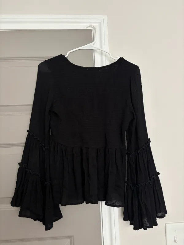 Flare long sleeve top Black - Image 3