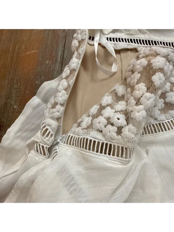 Princess Polly White Floral Strapless Bow Back Mini Dress Size 4 - Image 11