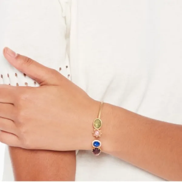 Kate Spade Perfecly Imperfect gold tone multi gemstone hinged cuff bracelet - Image 3