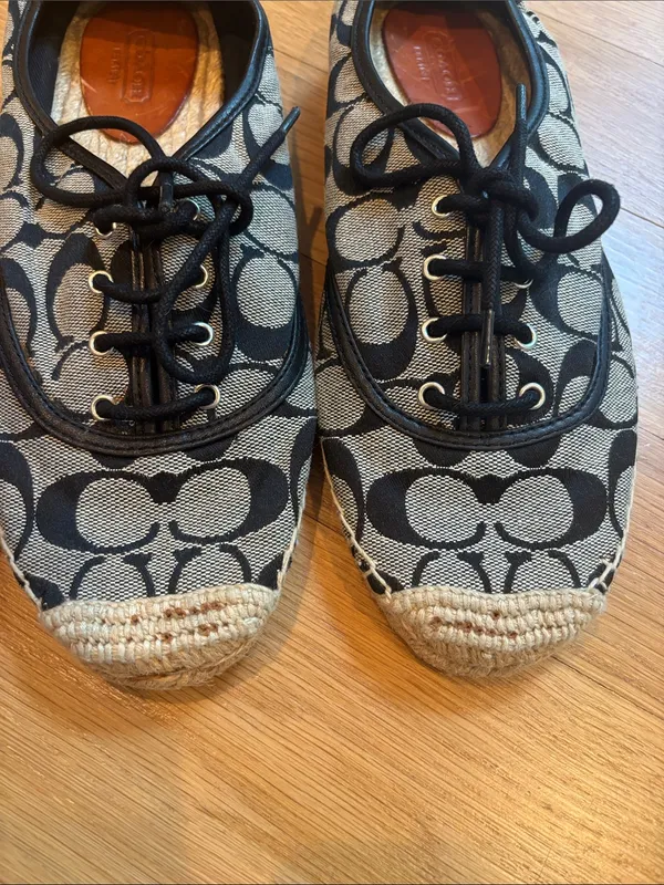 Coach Espadrille Flats Signature Print Black Size 9 - Image 5
