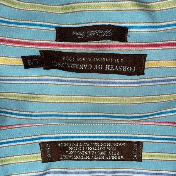 100% Cotton Button Down Shirt Mens Size Large Striped Collared Button Up Shirt Blue Size M - Image 5