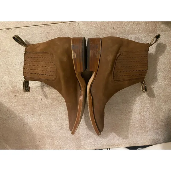 Besserro‎ Brown Suede Chelsea Ankle Boots Western Embroidered Leather 21 MEX - Image 10