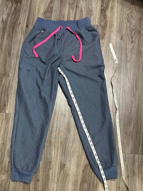 Figs Blue Jogger Scrub Pants with Pink Drawstring - Image 8