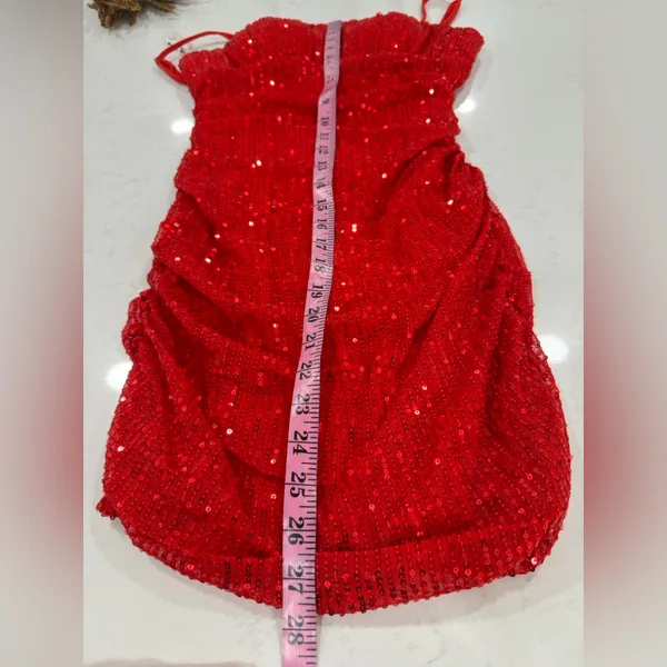 Bold Red Strapless Dress Size 6 - Image 6