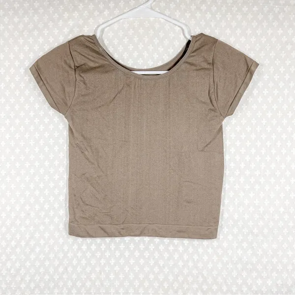 Free People Intimately Tan Seamless Fitted‎ Short Sleeve Top - Image 2
