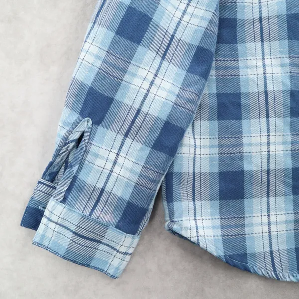 Teddi Blue Plaid Flannel Western Long Sleeve Button Up VTG College Petite Small‎ - Image 6