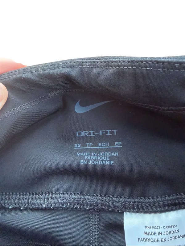 Nike Dri-Fit Womens XS Black Running Leggings Graphic Swoosh Zip Pocket - Image 3