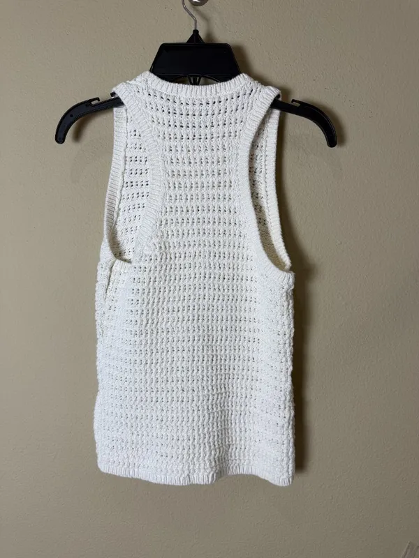Madewell Chunky Open Knit Tank Top Sweater Size Small White Cream - Image 5