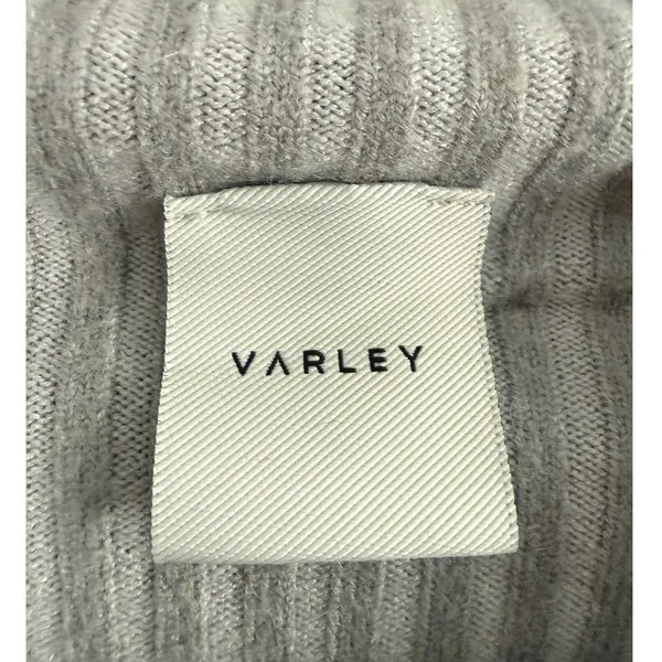 Varley Women's‎ Hagen Grey Ribbed Mock Neck Side Zip Cropped Sweater Sz Medium - Image 7