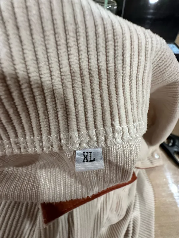 Men’s stylish unique corduroy XL collard pullover Tan - Image 3