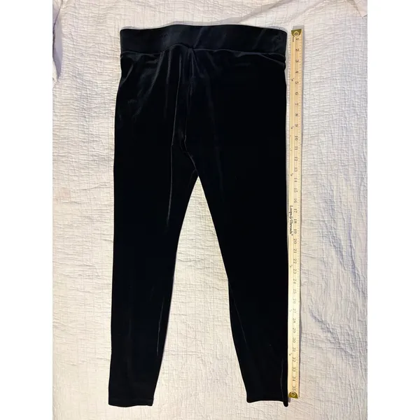 J.Crew Black Velvet Leggings Stretch Pull On Pants AD246 Womens Large - Image 2