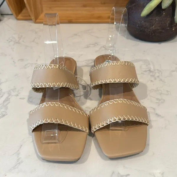 JOIE CHIARA SANDALS SLIP ON nude slight heel bohemian festival neutral size 8 - Image 3