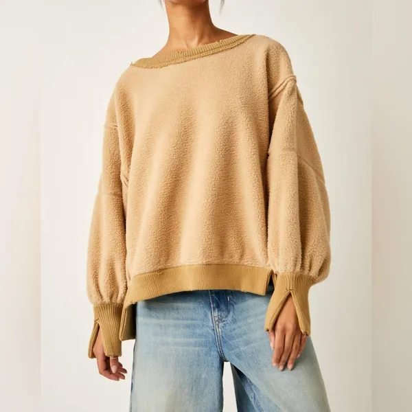 NWOT Free People We The Free Cozy Camden Sweatshirt In Sandstorm Sold Out Color - Image 7
