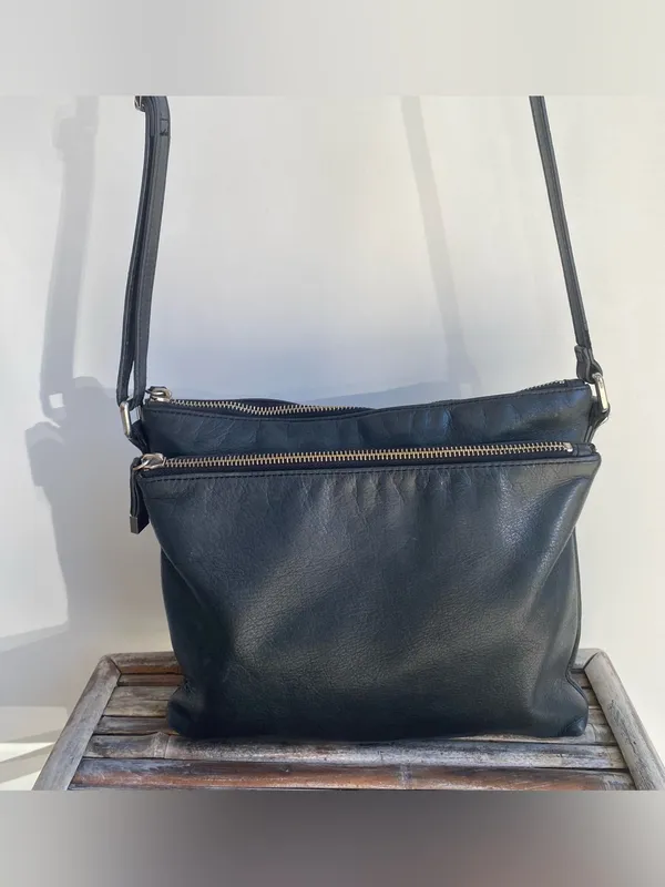 Margot black leather crossbody bag purse Classic minimalist fall winter classic - Image 2