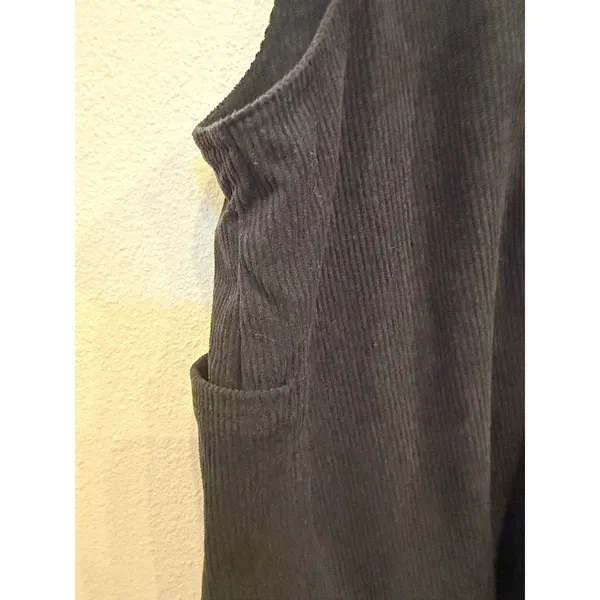 Halara‎ Black Corduroy Overall Jumper Dress XS Button Front Pinafore Mini Dress - Image 5