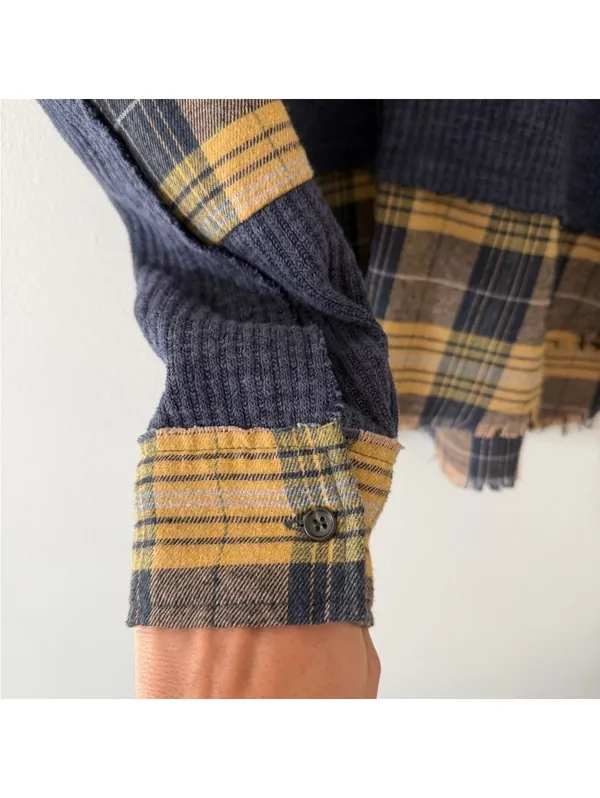 Oli & Hali Grunge Oversized Indie Sleeze Plaid Patchwork Thermal Blouse small - Image 11