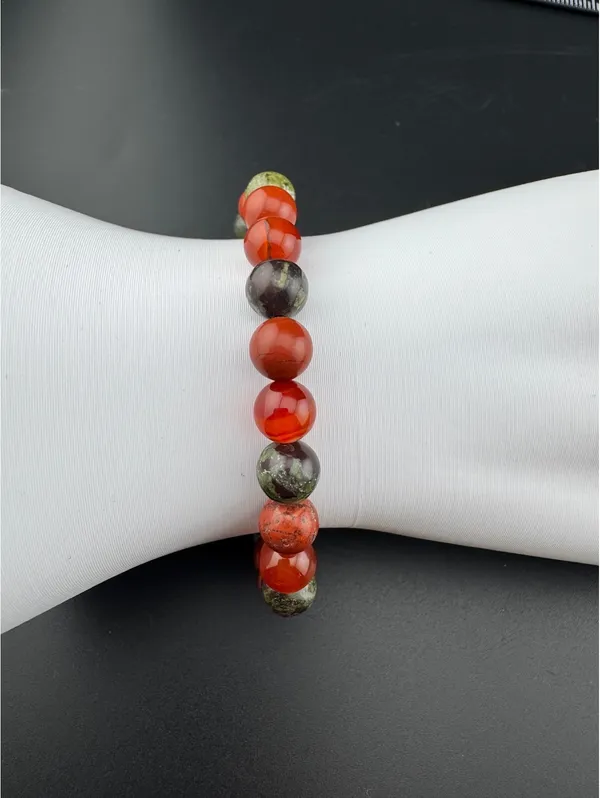 Zodiac Aries Gemstone Bracelet - Carnelian-Bloodstone-Jasper - Image 3