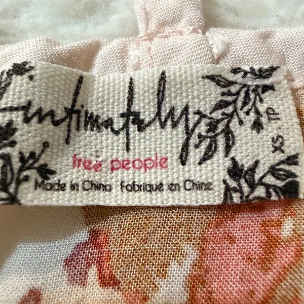 Free People Intimately Voile Floral Slip Mini Tunic Dress Peach XS Boho Rayon - Image 9