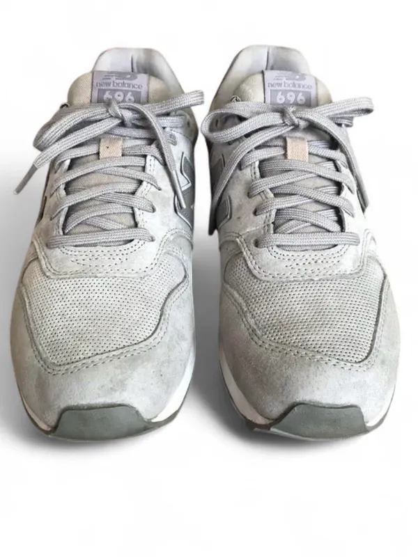 New Balance 696 Classic Women's Running Shoes WL696WPG Gray Suede Size 9 - Image 4