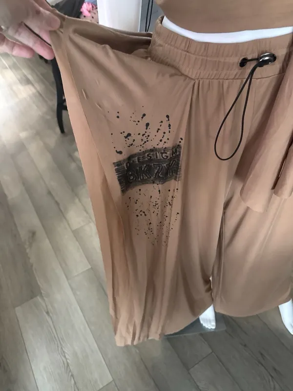 BUKEZY Brown 2-Piece Crop Top and Wide Leg Ruffle Pant - Image 5