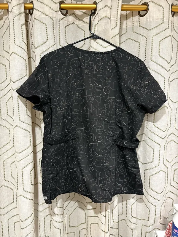 Grey's Anatomy Black Scrub Top V-Neck XL - Image 4