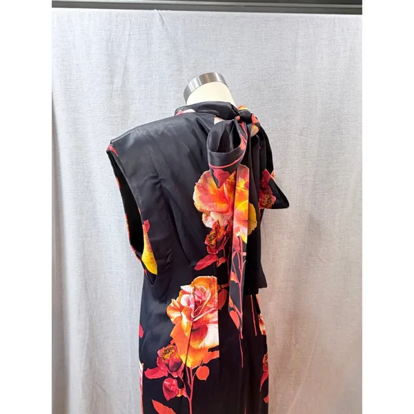 Karen‎ Millen Rose Floral High Neck Bow Back Double Sleeve Maxi Midi Dress US 8 - Image 10