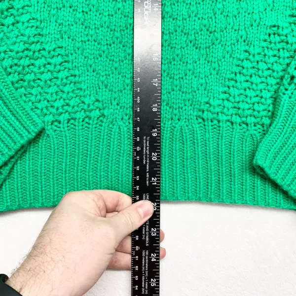 &merci Pointelle‎ Knit Crewneck Sweater Womens Size M Green MSW10084 Chunky - Image 2