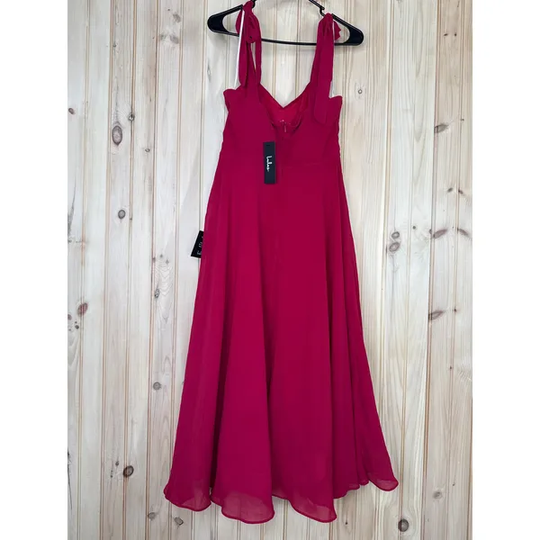 NWT Lulus Sophisticated Charisma Berry Red Tie-Strap A-Line Midi Dress Size M - Image 5