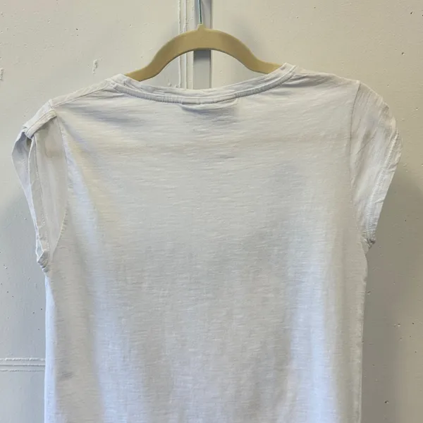 London Ink 83/25 Floral Heart Gold Polka Dot Chic Tee Made in Italy Med Wht Blue - Image 5